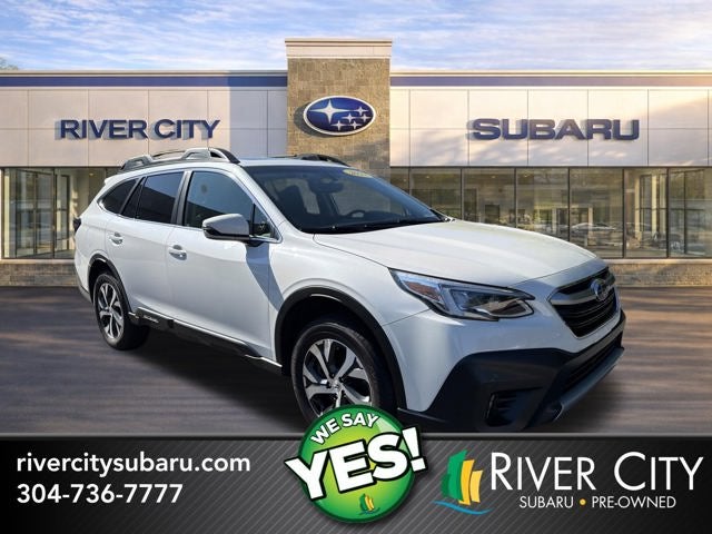 2022 Subaru Outback Limited in Crystal White Pearl — front three-quarter view