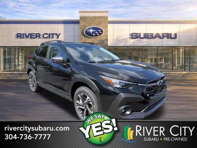 2026 Subaru CROSSTREK Premium in Crystal Black Silica — front three-quarter view