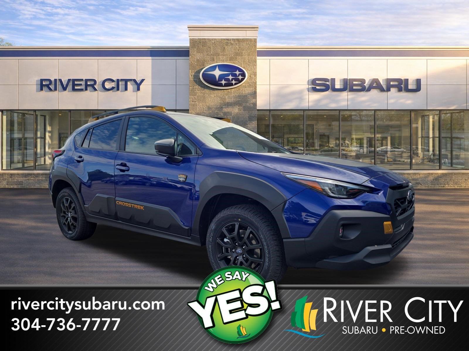 2026 Subaru CROSSTREK Wilderness in Sapphire Blue Pearl — front three-quarter view