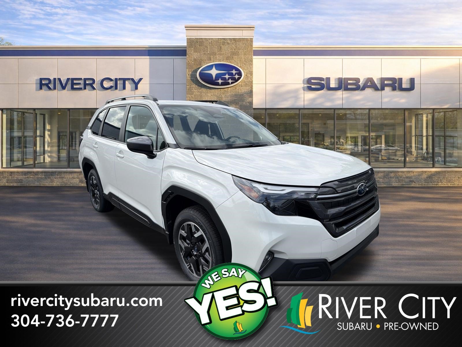 2026 Subaru FORESTER Premium in Crystal White Pearl — front three-quarter view