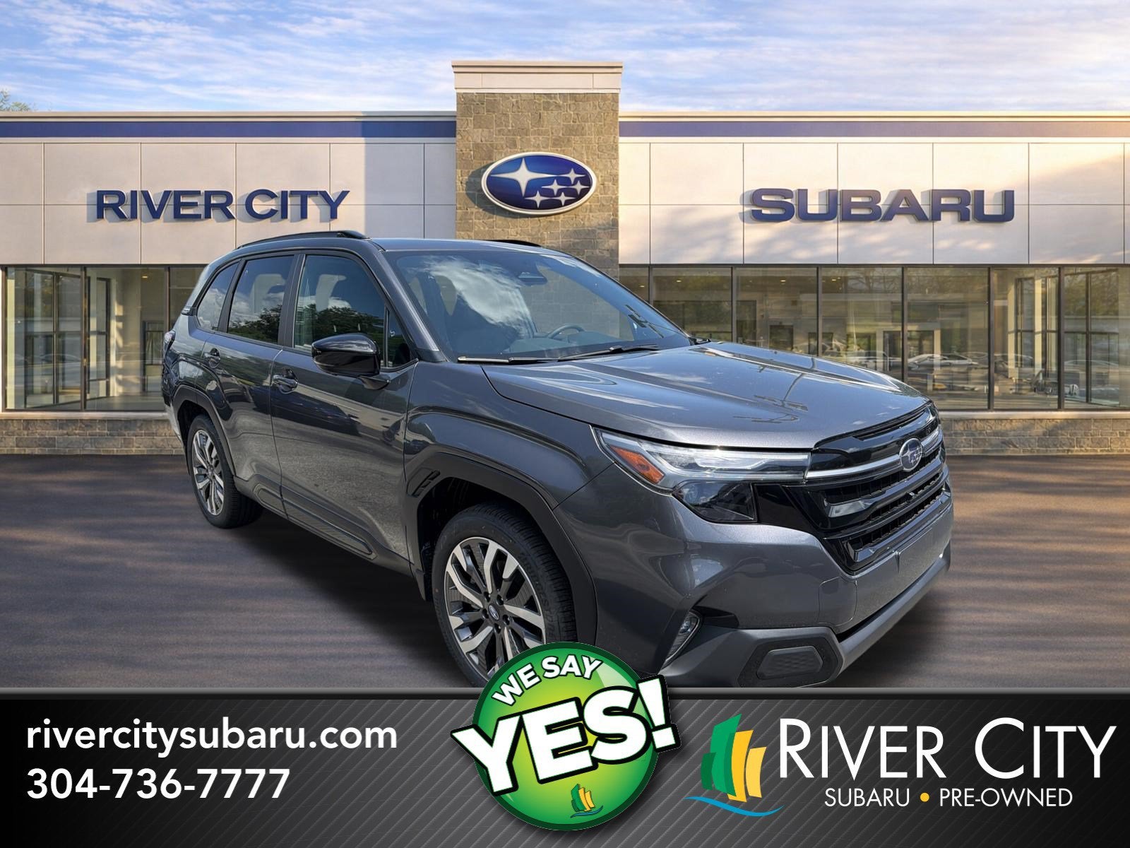 2026 Subaru FORESTER Touring in Magnetite Gray Metallic — front three-quarter view