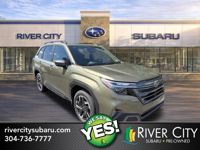 2026 Subaru FORESTER Limited Hybrid in Autumn Green Metallic — front three-quarter view