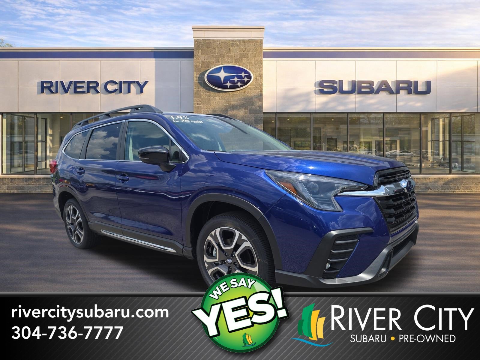 2026 Subaru ASCENT Limited 7-Passenger in Sapphire Blue Pearl — front three-quarter view
