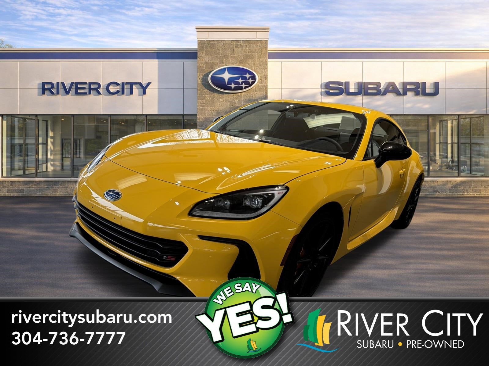 2026 Subaru BRZ Series.Yellow in Sunrise Yellow — front three-quarter view