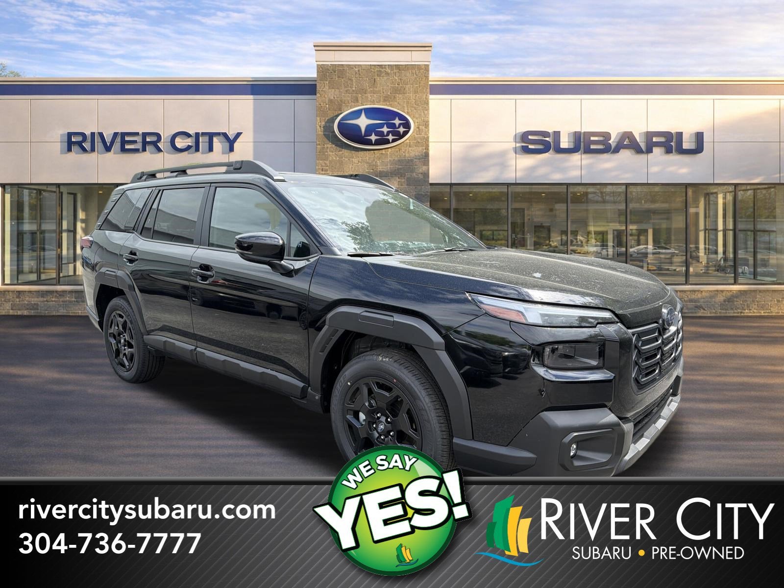 2026 Subaru OUTBACK Limited in Crystal Black Silica — front three-quarter view