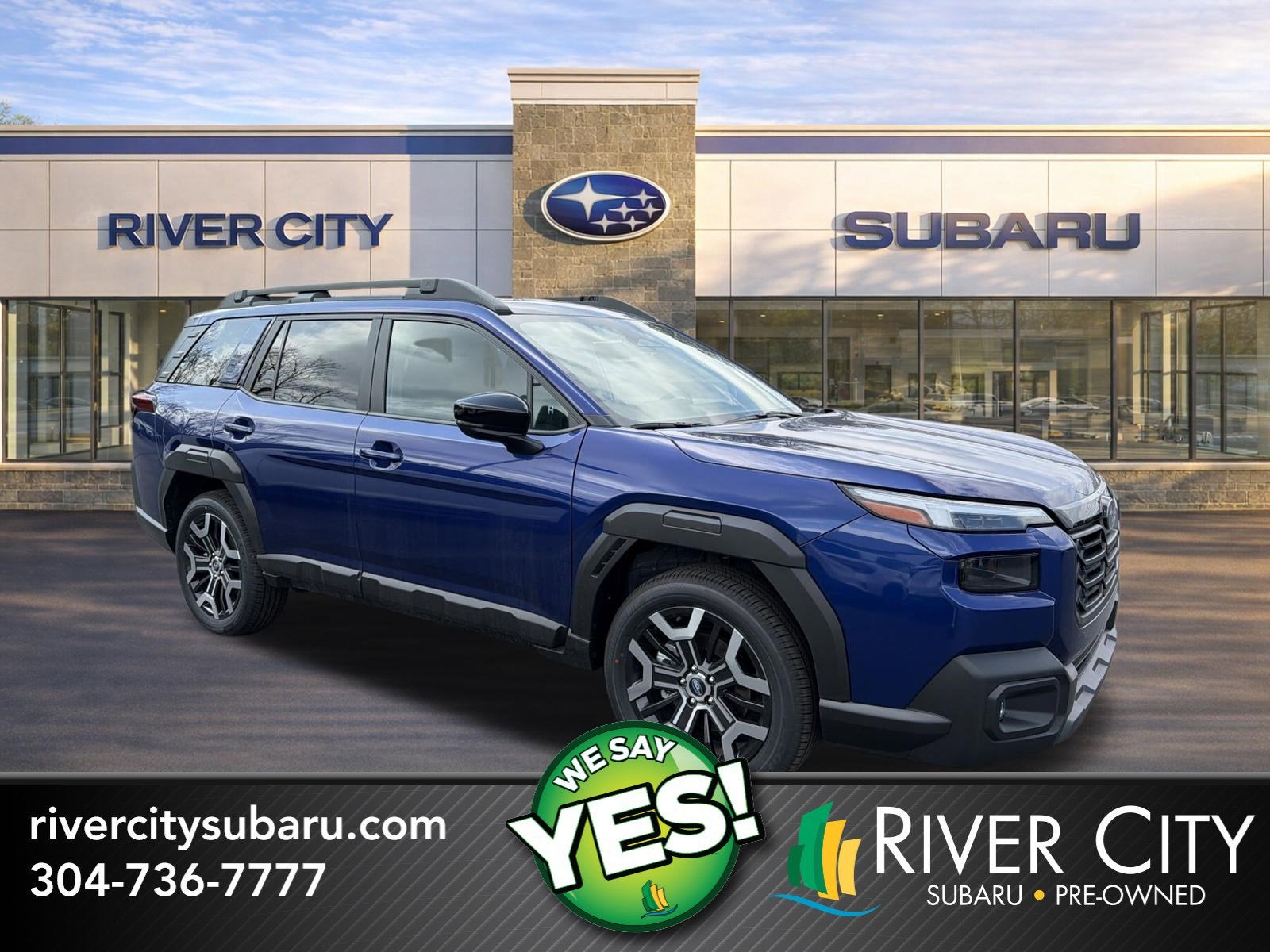 2026 Subaru OUTBACK Touring XT in Sapphire Blue Pearl — front three-quarter view