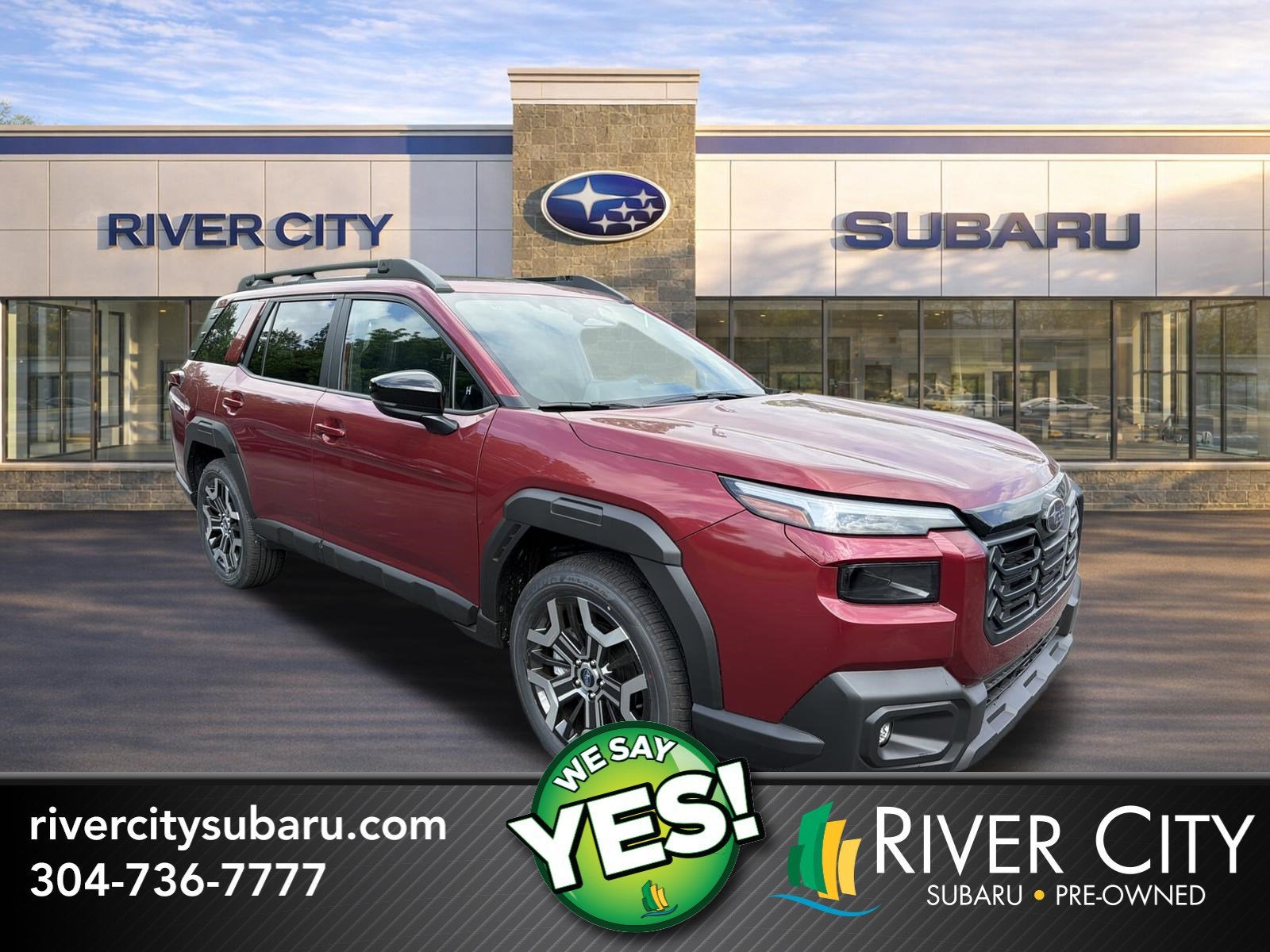 2026 Subaru OUTBACK Touring XT in Crimson Red Pearl — front three-quarter view