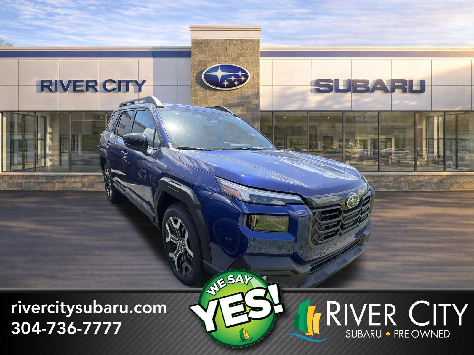 2026 Subaru OUTBACK Touring XT in Sapphire Blue Pearl — front three-quarter view