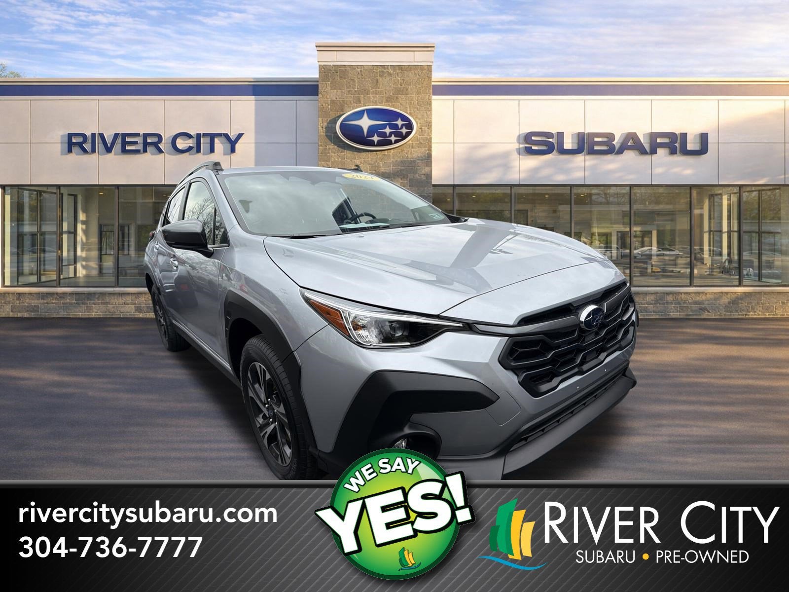 2024 Subaru Crosstrek Premium in Ice Silver Metallic — front three-quarter view