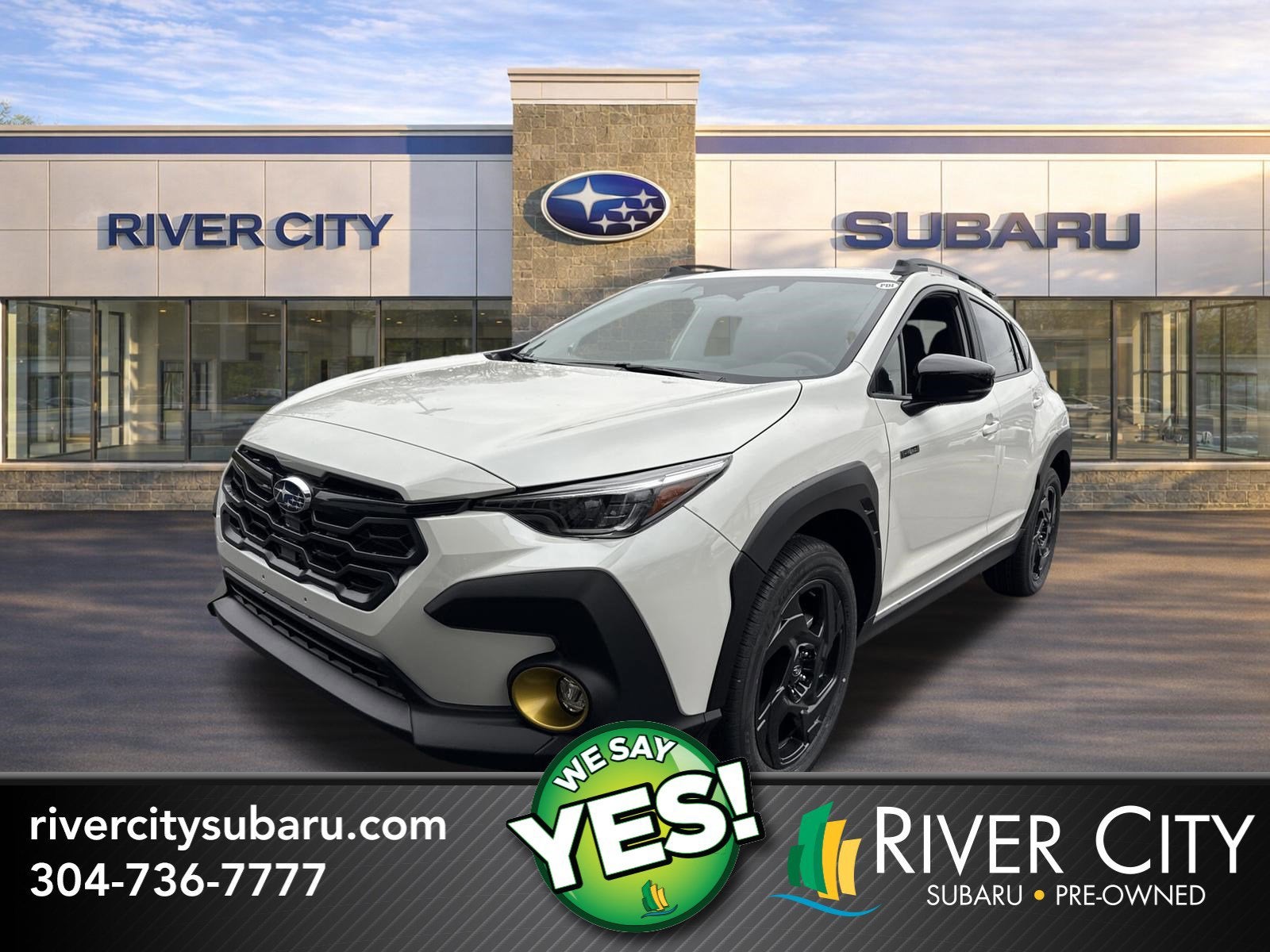 2026 Subaru CROSSTREK Sport Hybrid in Crystal White Pearl — front three-quarter view
