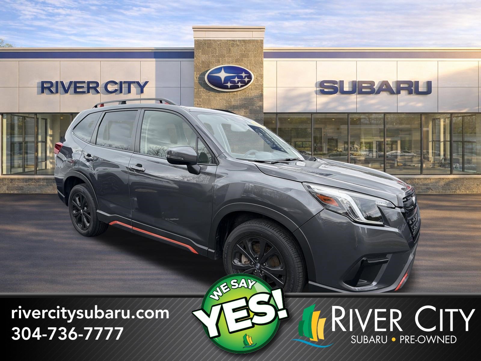 2023 Subaru Forester Sport in Magnetite Gray Metallic — front three-quarter view