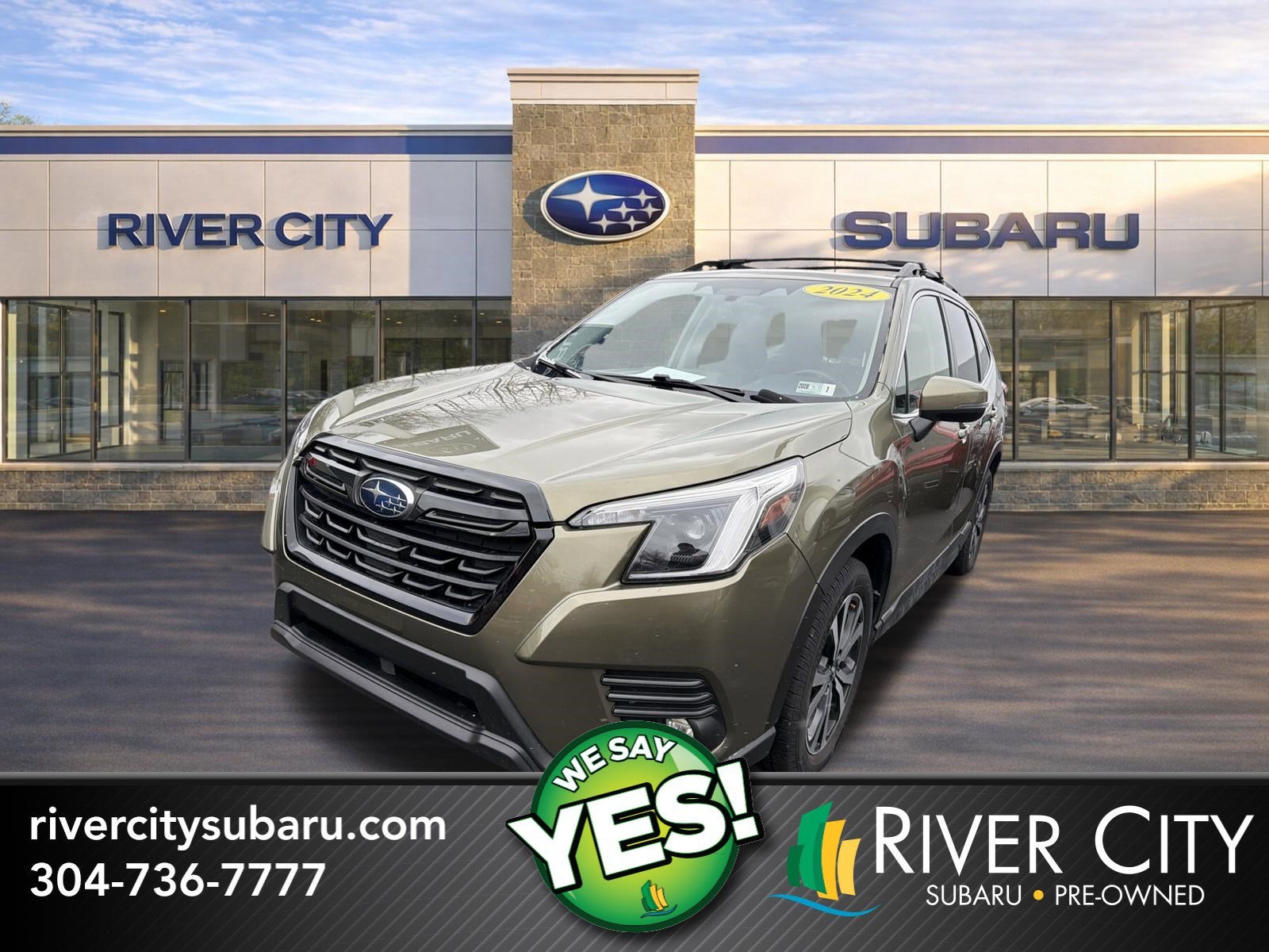 2024 Subaru Forester Limited in Autumn Green Metallic — front three-quarter view