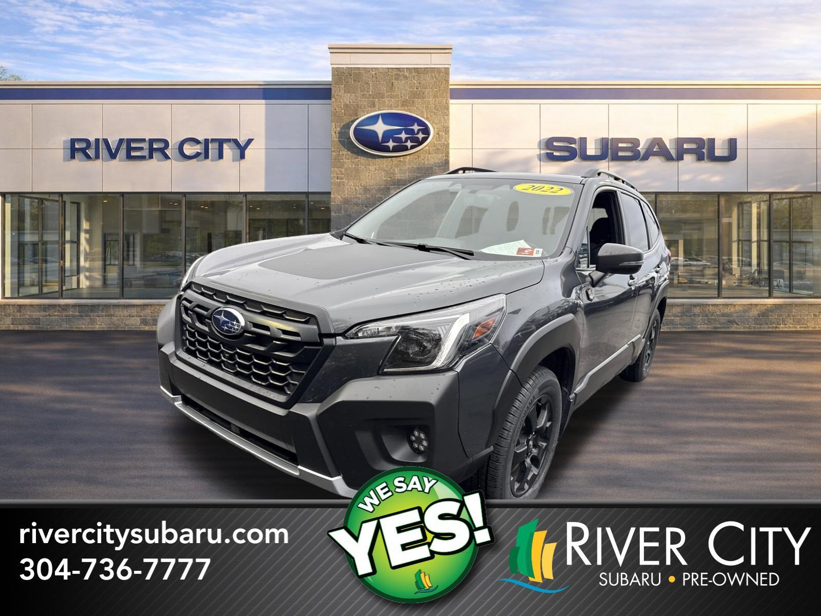2022 Subaru Forester Wilderness in Magnetite Gray Metallic — front three-quarter view