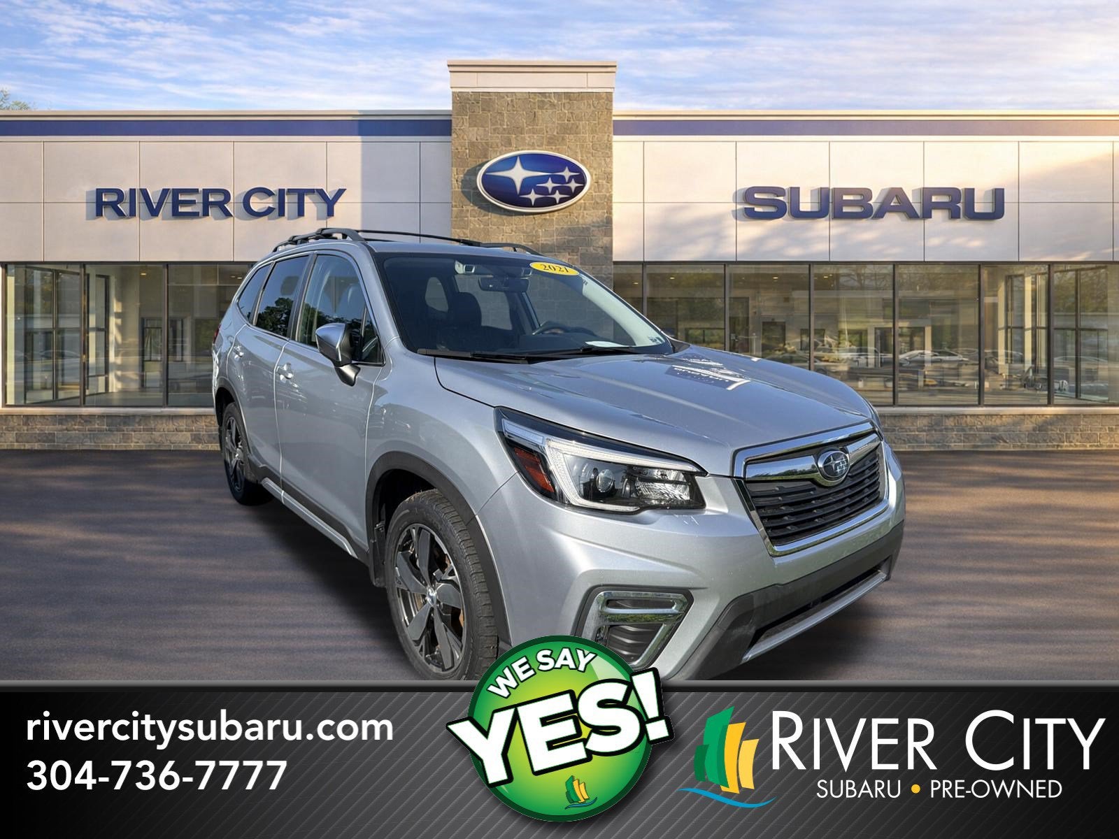 2021 Subaru Forester Touring in Ice Silver Metallic — front three-quarter view